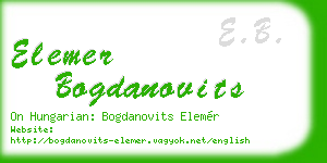 elemer bogdanovits business card